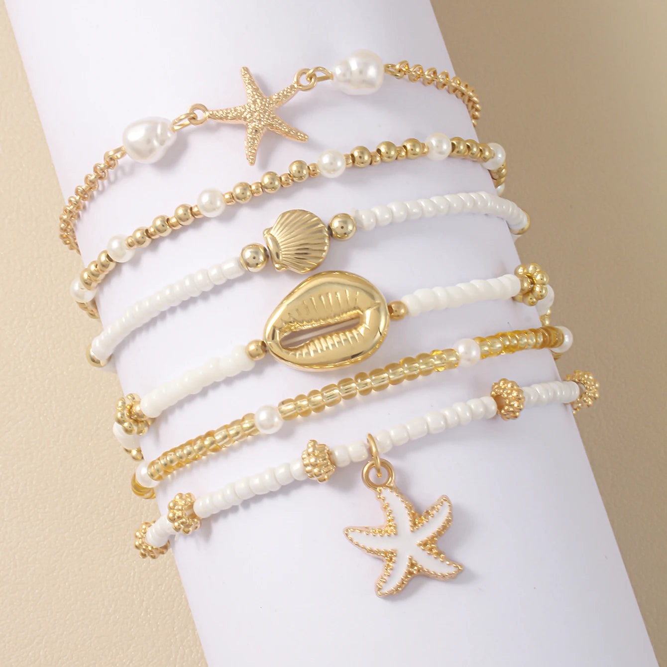 Vintage Seed Bead Stacked Bracelet