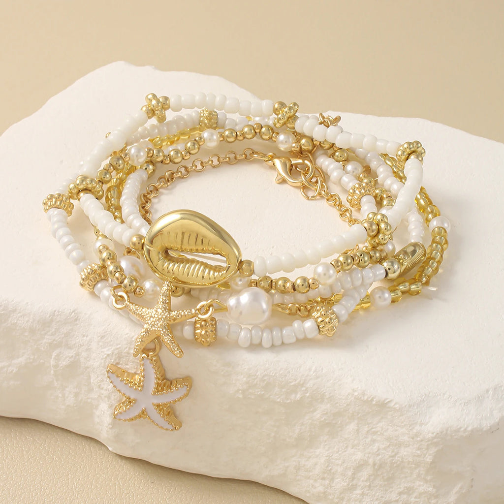 Vintage Seed Bead Stacked Bracelet